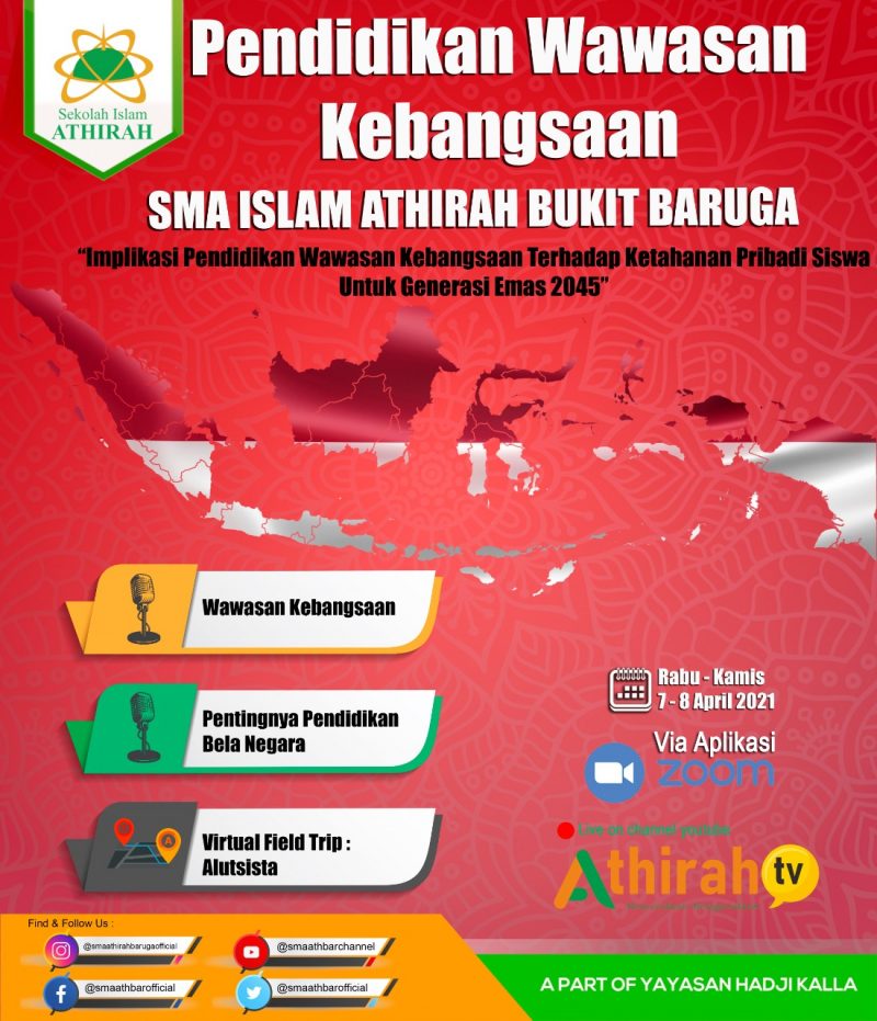 Siswa-siswi SMA Islam Athirah Bukit Baruga akan mengikuti pendidikan wawasan kebangsaan via zoom meeting, Rabu (7/4/2021) dan Kamis (8/4/2021).